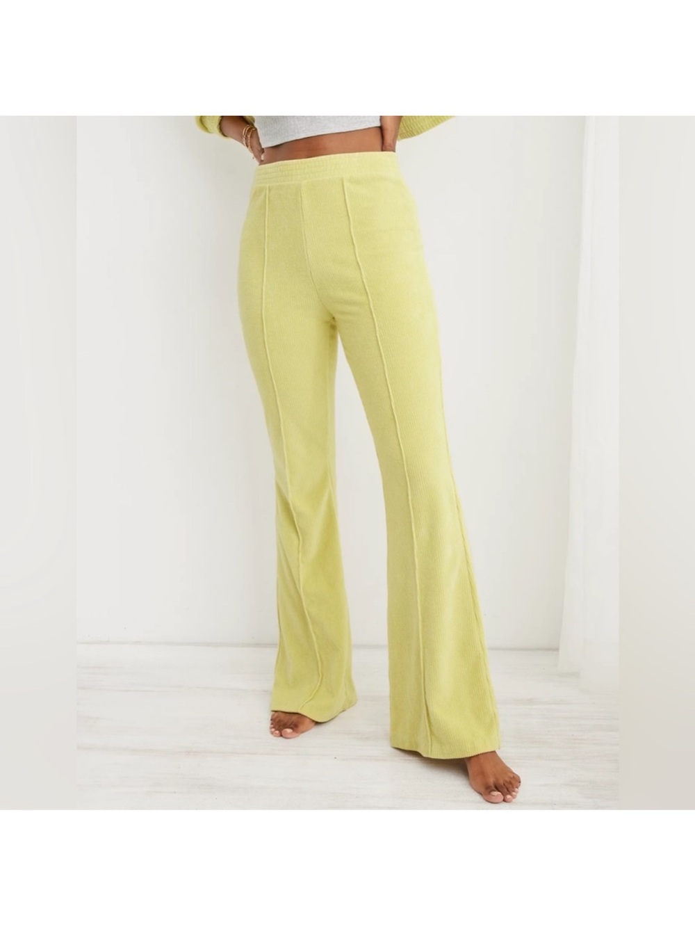 Aerie Groove-On Velour High Waisted Flare Pant and Cropped Zip Front Jacket Set - Picture 10 of 16